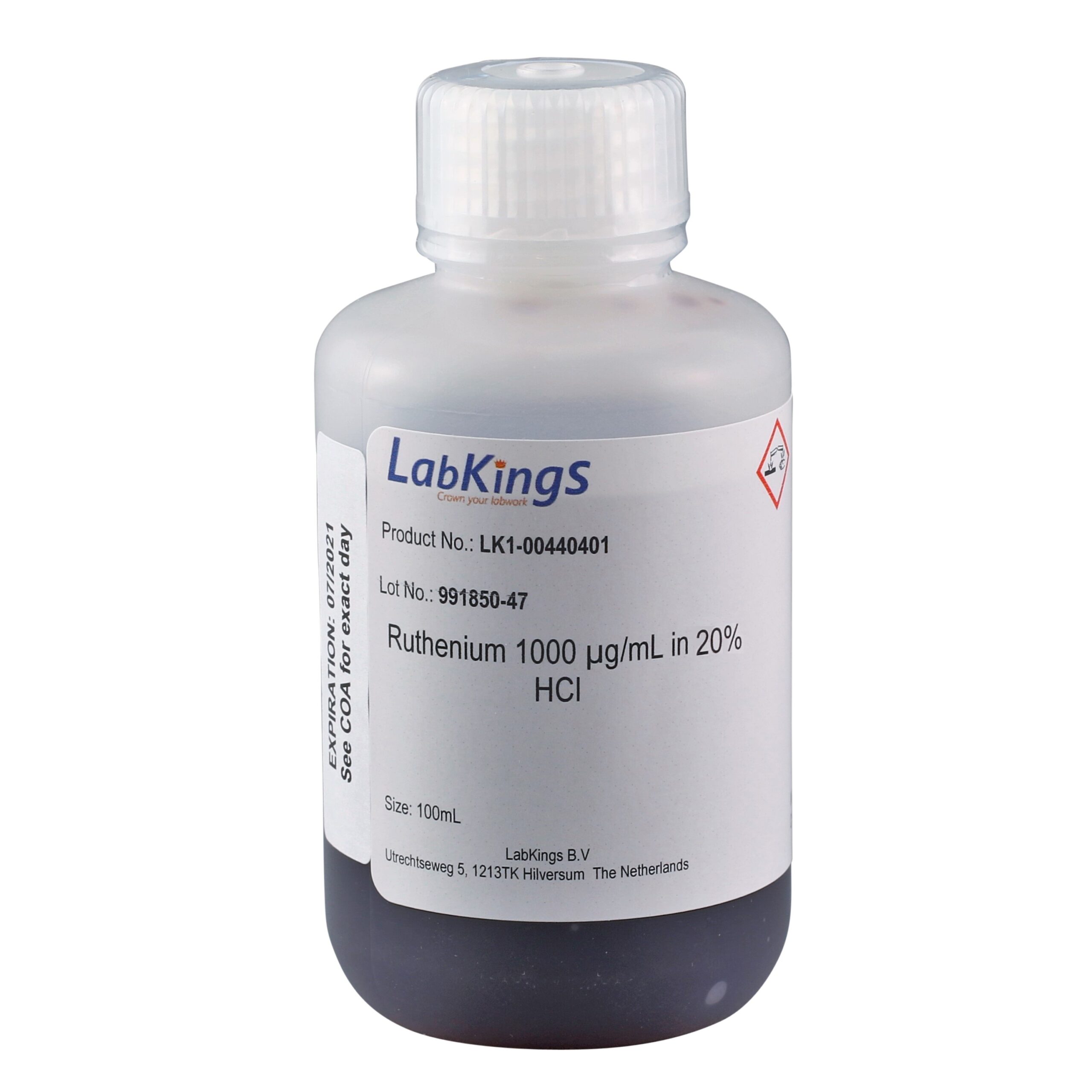 Ruthenium LK1-00440401 -20% Ruthenium 1000 mg/L ((NH4)2RuCl6), 20% HCl, 500ml - Image 1