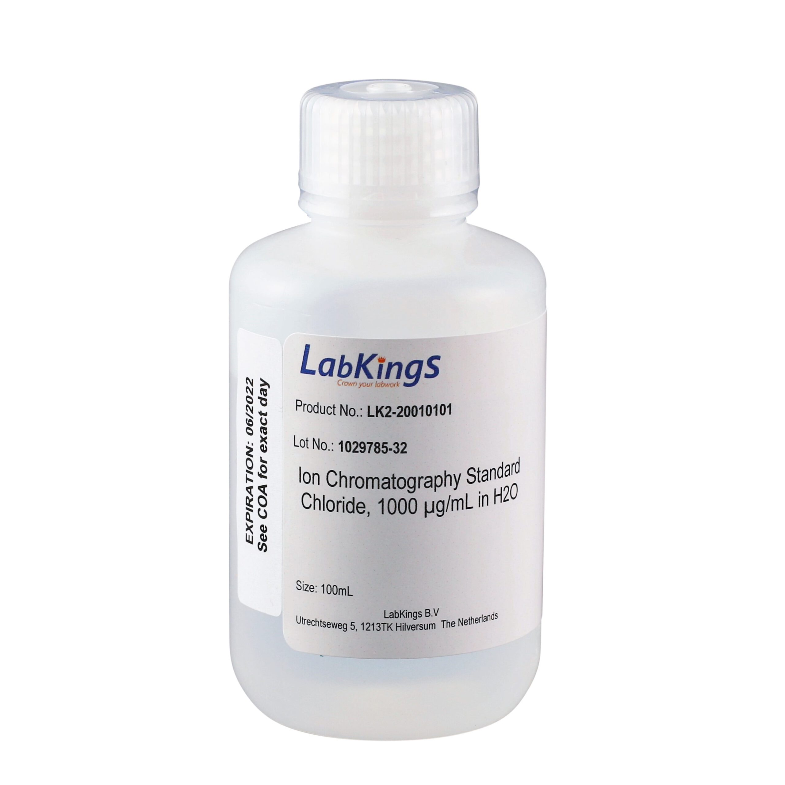 Chloride, 1000 mg/L, Ion Chromatography Standard, in H2O, 100mL Chloride, 1000 mg/L, Ion Chromatography Standard, in H2O, 100mL