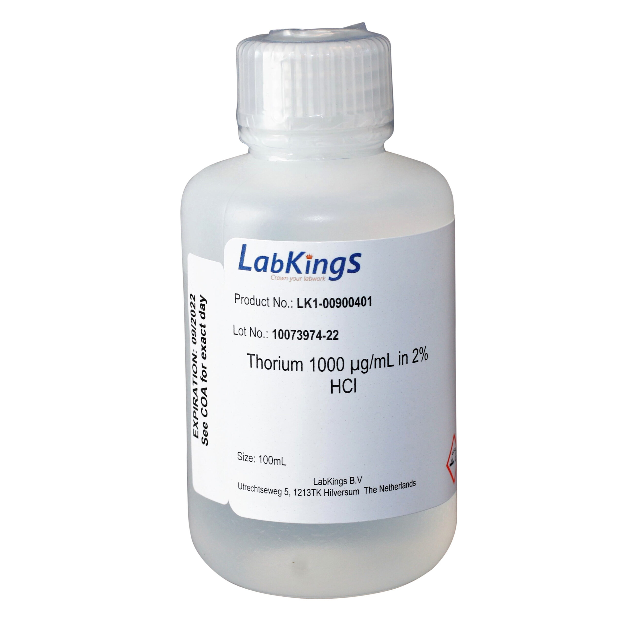 Thorium 1,000 mg/L (Th(NO3)4), 2% HCl, 250ml Thorium 1,000 mg/L (Th(NO3)4), 2% HCl, 250ml