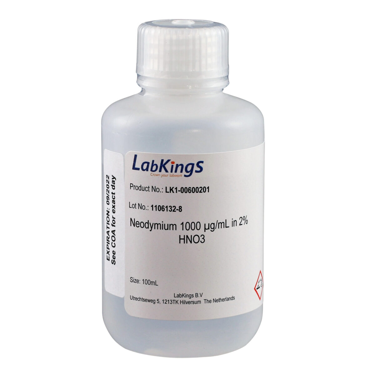Neodymium 1,000 mg/L (Nd2O3), 2% HNO3, 500ml