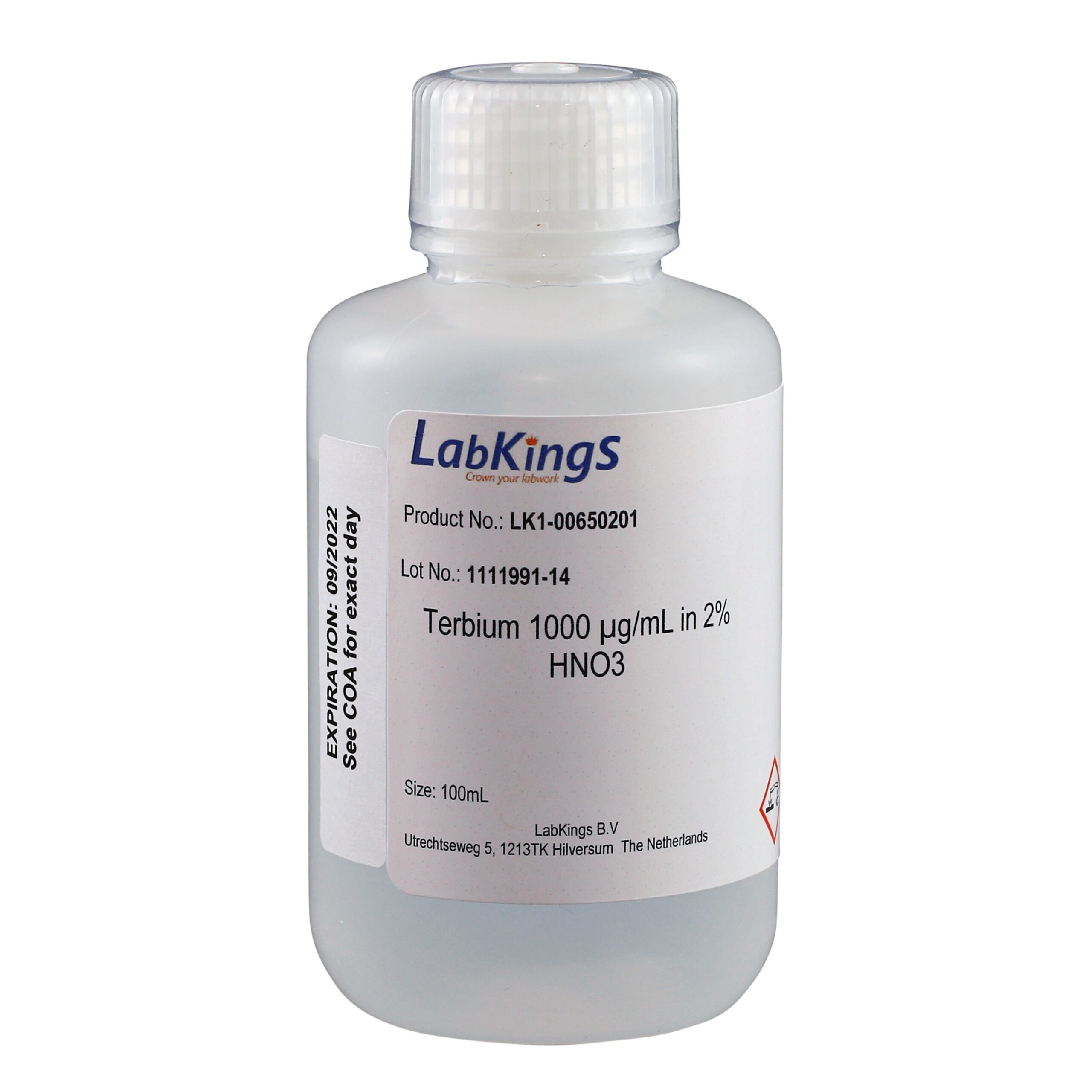 Terbium 1,000 mg/L (Tb4O7), 2% HNO3, 500ml Terbium 1,000 mg/L (Tb4O7), 2% HNO3, 500ml