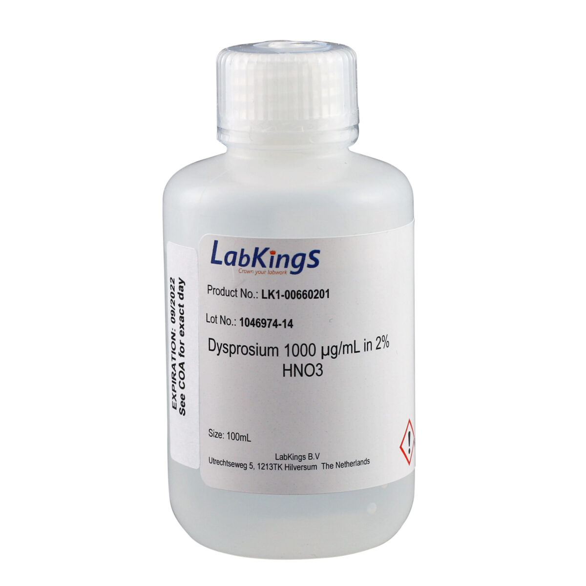 Dysprosium 1,000 mg/L (Dy2O3), 2% HNO3, 500ml