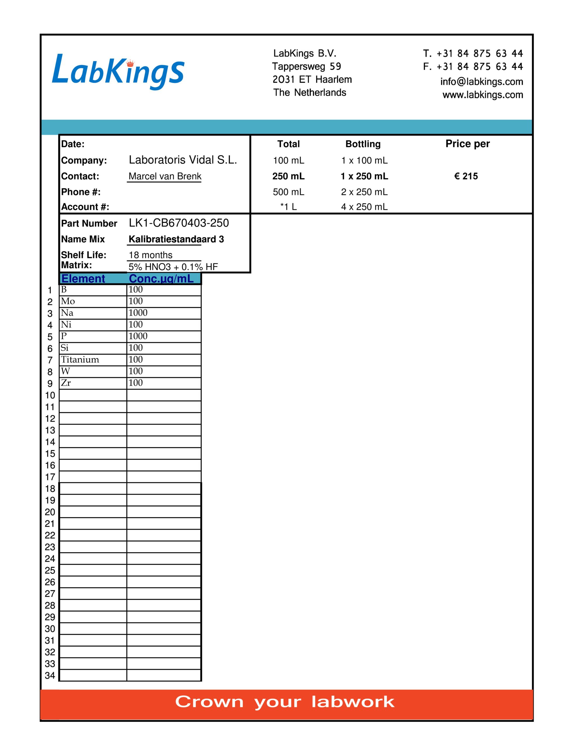 Kalibratiestandaard 3 , 250ml Kalibratiestandaard 3 , 250ml