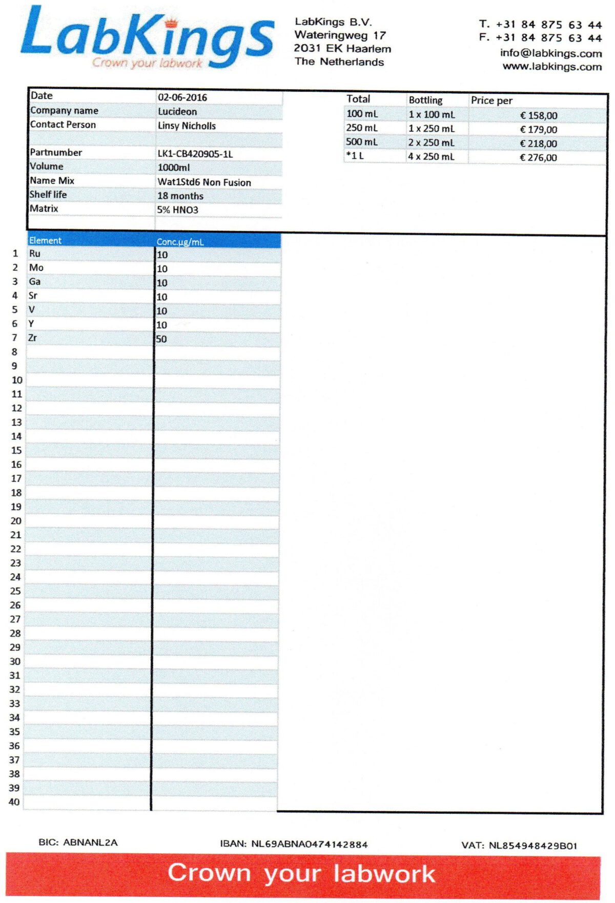 Wat1Std6 Non Fusion,  liter