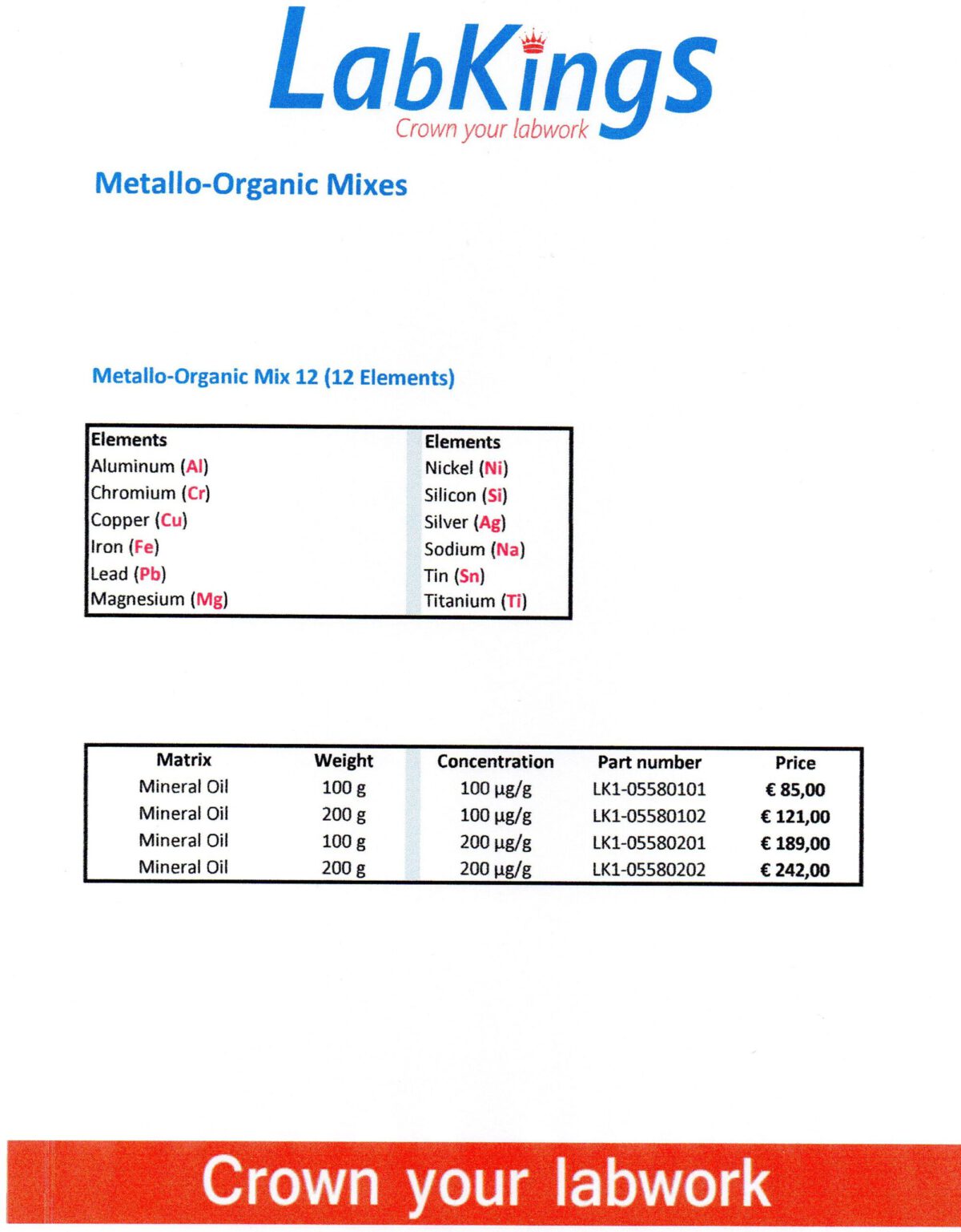 Metallo-Organic Mix 12, 100 ug/g, 200g