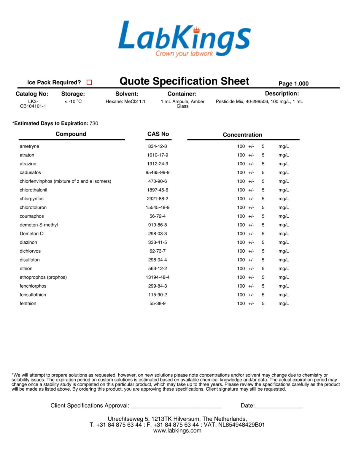 Pesticide Mix, 40-298506, 100 mgL, 1 mL