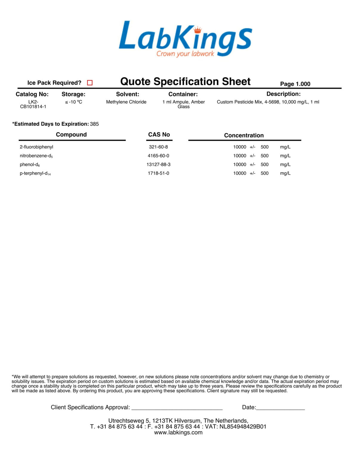 Custom Pesticide Mix, 4-5698, 10,000 mgL, 1 ml