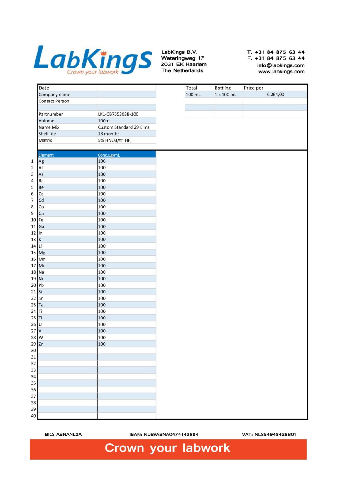 Custom Standard 29 Elements, 100ml