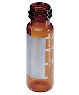 Flat base, amber, labelled, 4ml 13mm Neck HPLC Vials, Screw Thread Vials Borosilicate Type