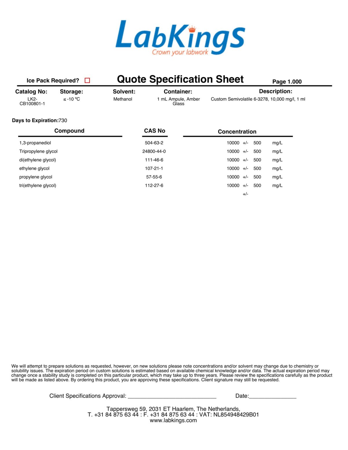 Custom Semivolatile 6-3278, 10,000 mg/l, 1 ml