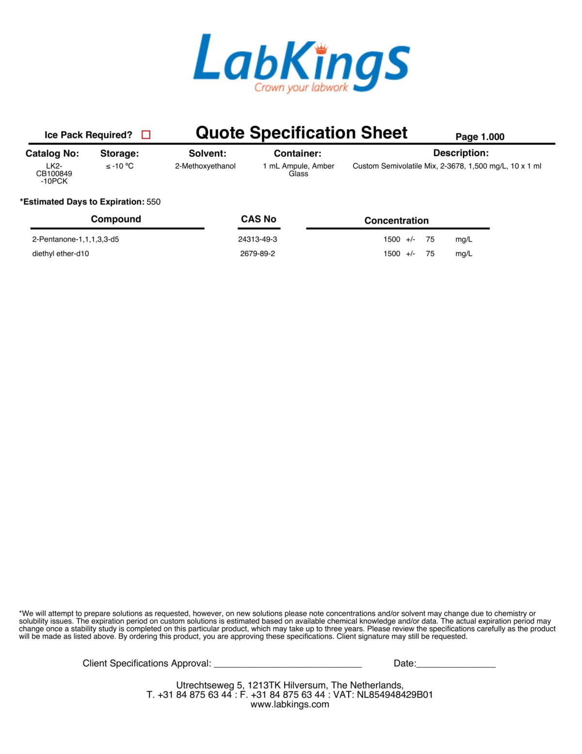 Custom Semivolatile Mix, 2-3678, 1,500 mg/L, 10 x 1 ml