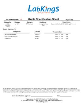 Custom Volatile Mix, 3-1731, 2,000 mg/L, 5x 1 ml