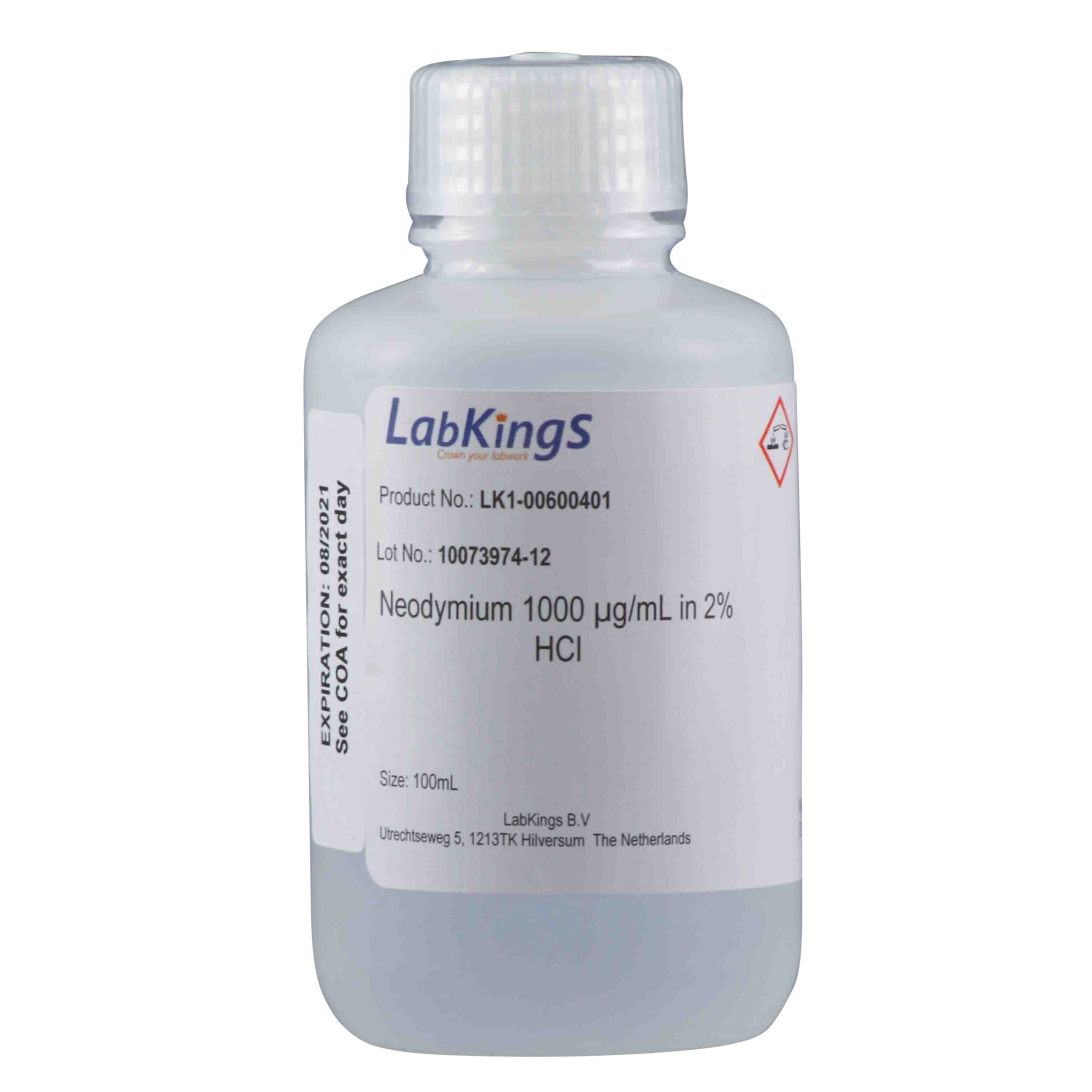 Neodymium 1,000 mg/L ±0.3% (Nd2O3), 2 % HCl, 500ml Neodymium 1,000 mg/L ±0.3% (Nd2O3), 2 % HCl, 500ml