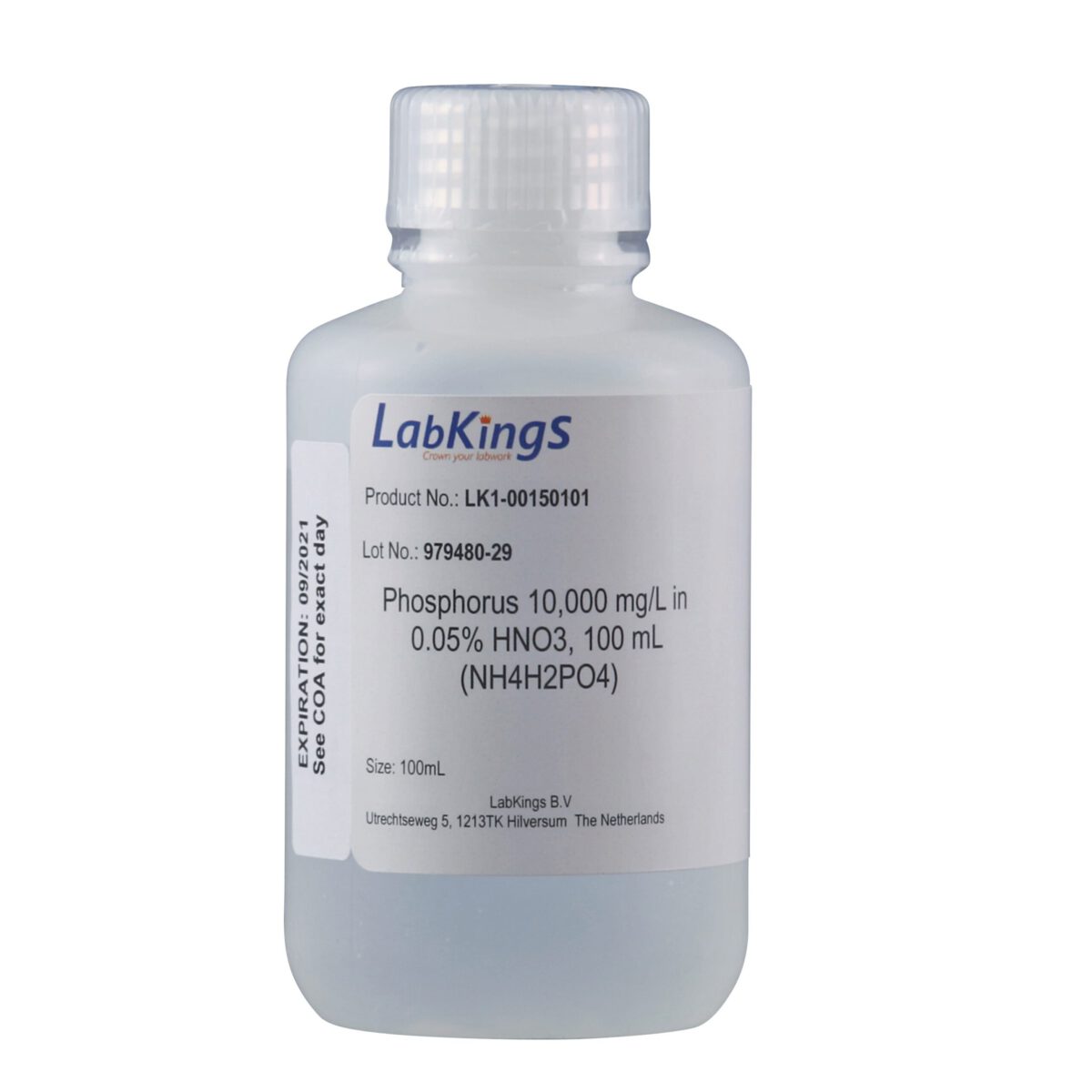 Phosphorus 10,000 mg/L (NH4H2PO4),0.05% HNO3, 250ml