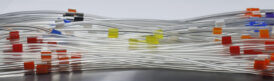 Flared PVC tubing ORG/BLUE, 72mm between stops, 190mm total, Agilent compatible 5043-0015
