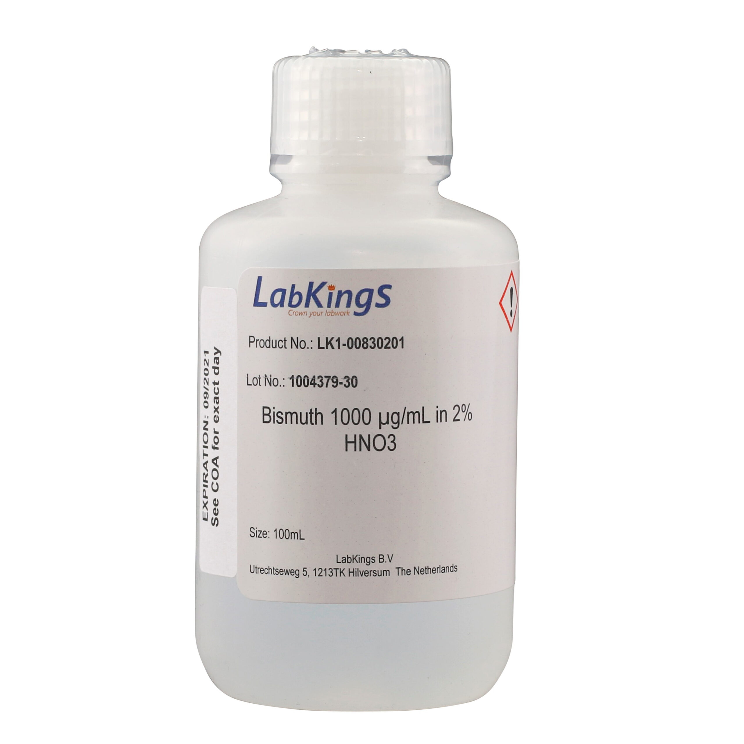 Bismuth 1,000 mg/L (Bi Metal), 2% HNO3, 100ml Bismuth 1,000 mg/L (Bi Metal), 2% HNO3, 100ml