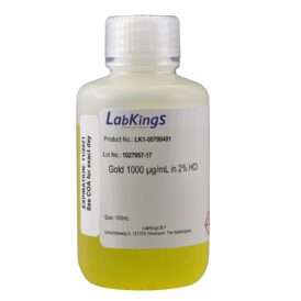 Gold 1,000 mg/L  (Au Metal), 2% HCl, 100ml