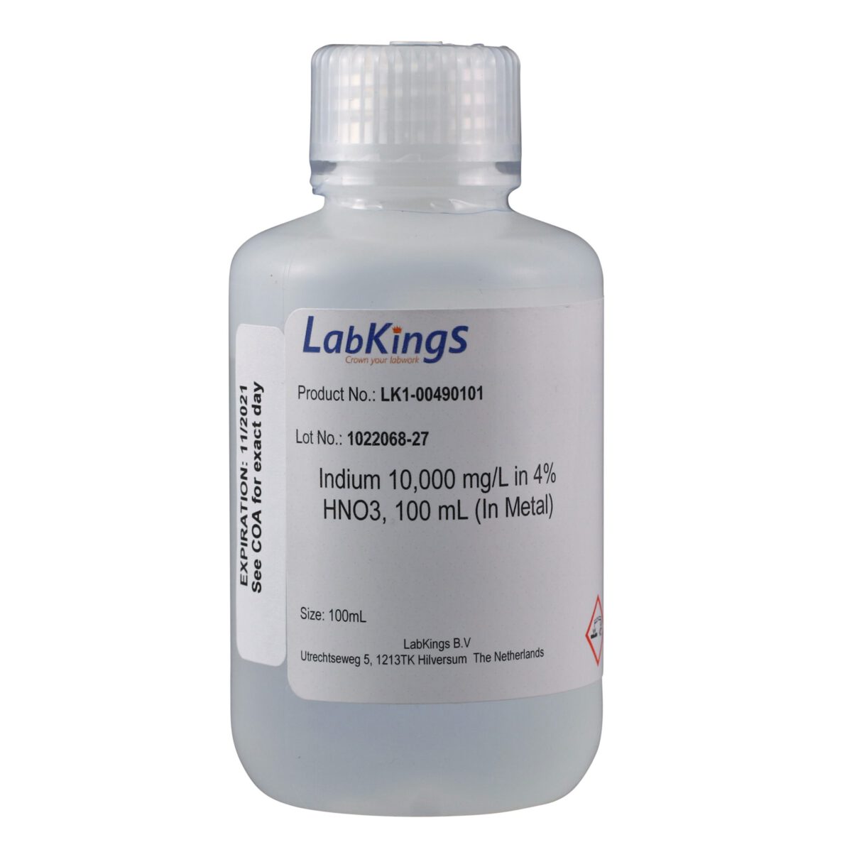 Indium 10,000 mg/L (In Metal), 4% HNO3, 250ml