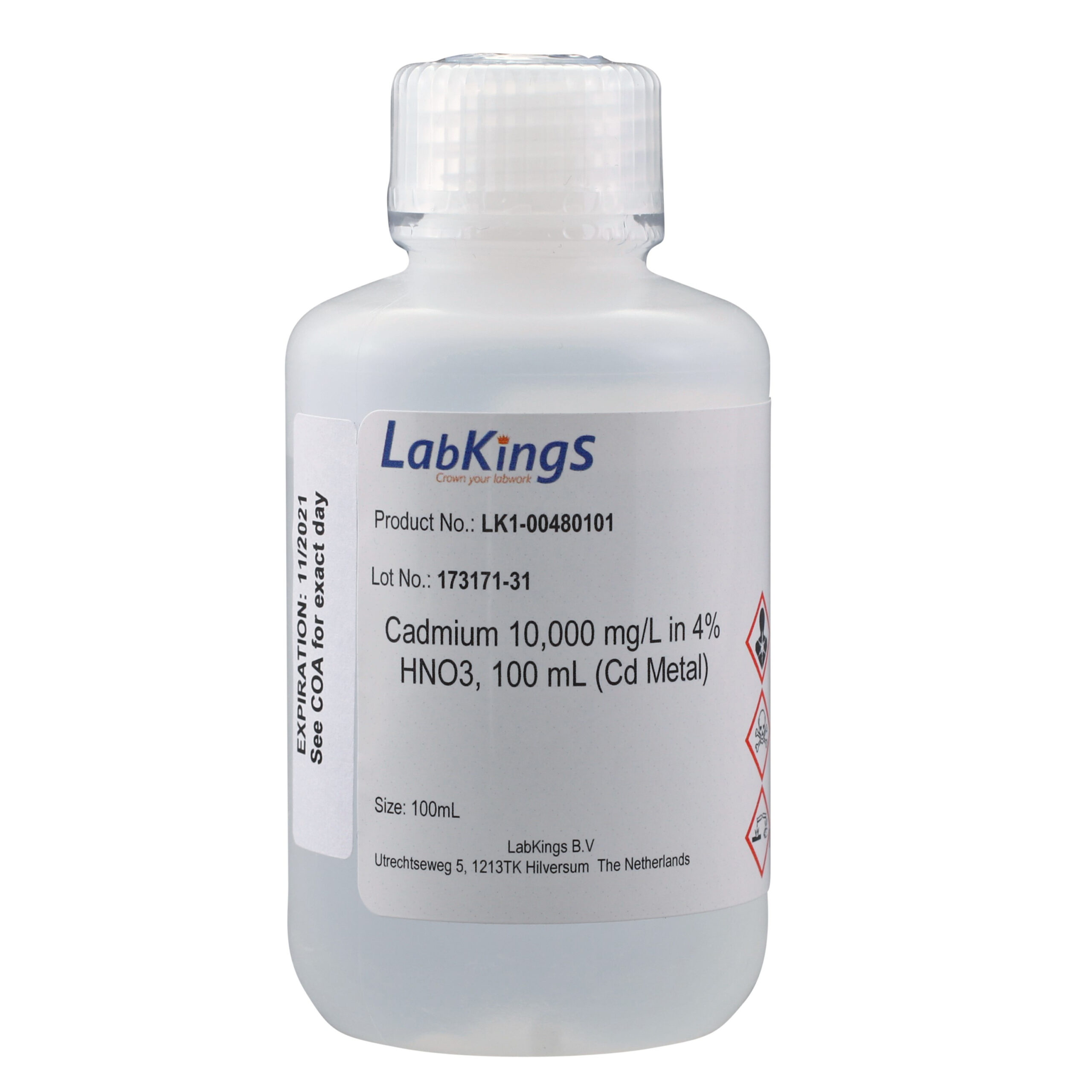 Cadmium 10,000 mg/L (Cd Metal), 4% HNO3, 250ml Cadmium 10,000 mg/L (Cd Metal), 4% HNO3, 250ml