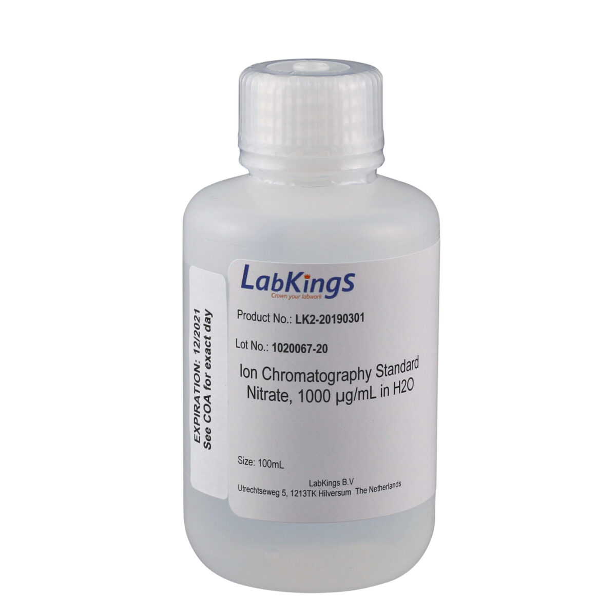 Nitrate, 1000 mg/L, Ion Chromatography Standard, in H2O, 250mL