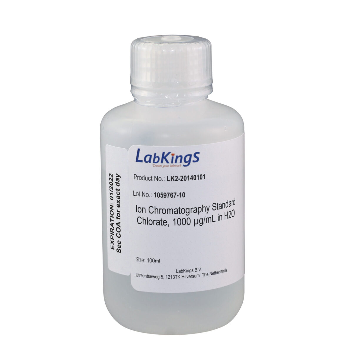 Chlorate, 1000 mg/L, Ion Chromatography Standard, in H2O, 500mL