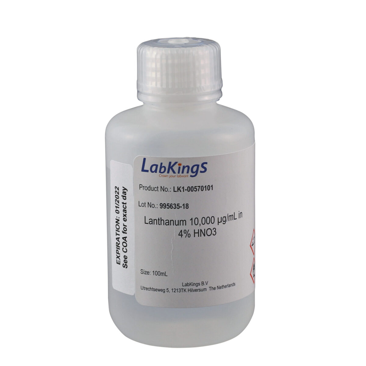 Lanthanum 10,000 mg/L (La2O3), 4% HNO3, 500ml