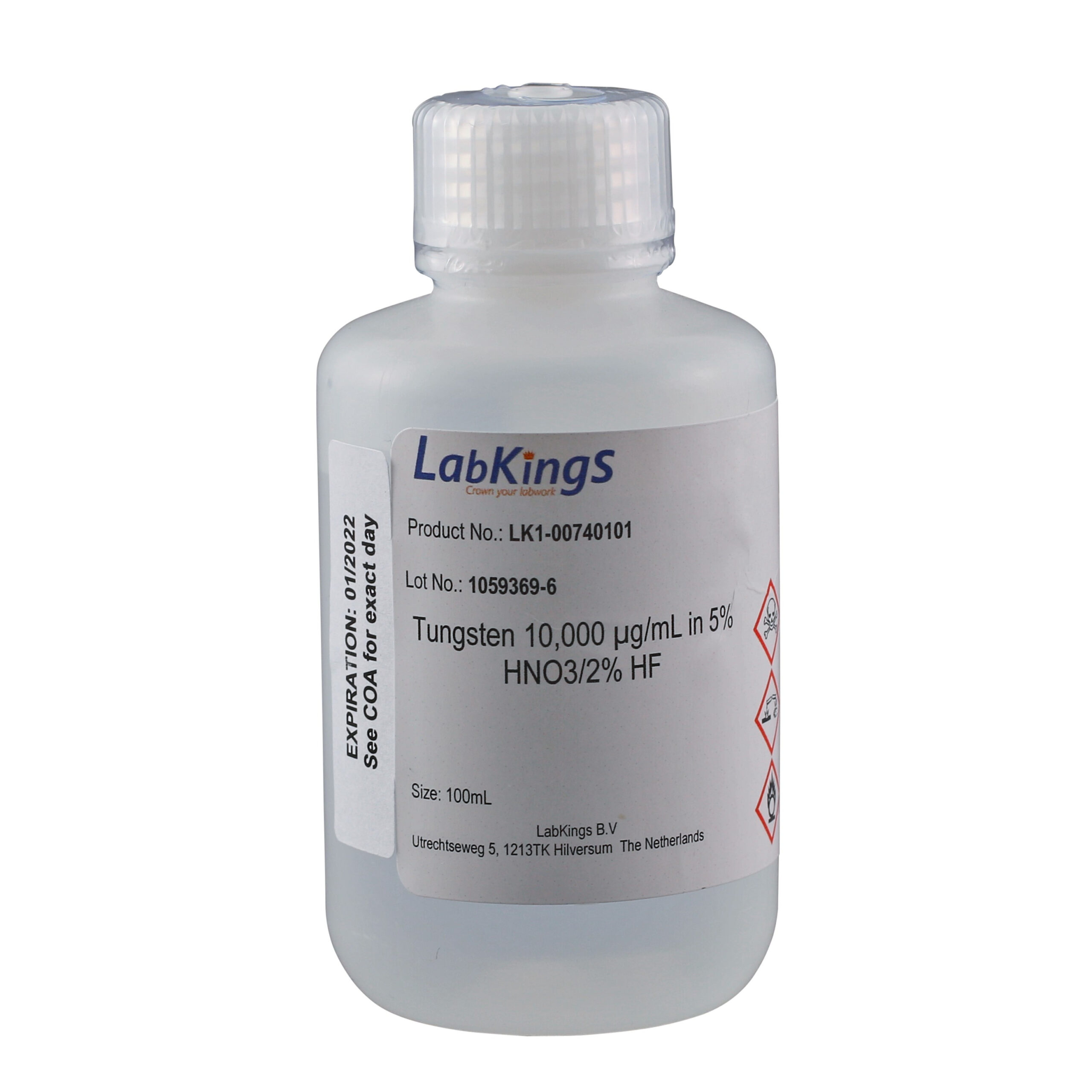 Tungsten 10,000 mg/L (W Metal), 5% HNO3/tr HF, 250ml Tungsten 10,000 mg/L (W Metal), 5% HNO3/tr HF, 250ml