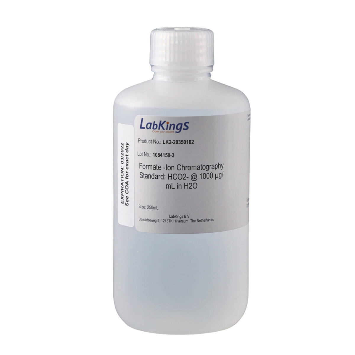Formate,  1000 mg/L, Ion Chromatography Standard, in H2O, 100mL